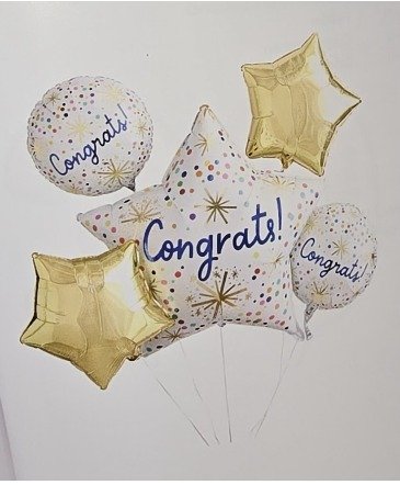 Celebration With Congrats Ballon Arrangement. – Mia's Flower Shop, Lancaster PA